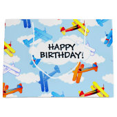 ヴィンテージ航空機空力飛行機航空パーティー ラージペーパーバッグ (正面)