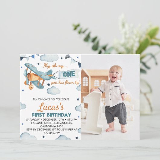 ヴィンテージ航空機第一誕生日招待状 招待状 (スタンド正面)