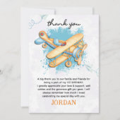 ヴィンテージ航空機第1誕生日パーティー サンキューカード (正面)