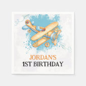 ヴィンテージ航空機第1誕生日パーティー スタンダードカクテルナプキン (正面)