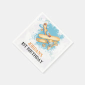 ヴィンテージ航空機第1誕生日パーティー スタンダードカクテルナプキン (角)