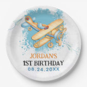 ヴィンテージ航空機第1誕生日パーティー ペーパープレート (正面)