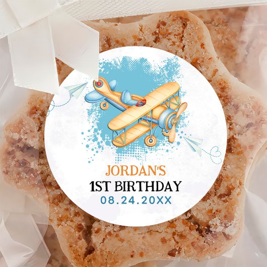 ヴィンテージ航空機第1誕生日パーティー ラウンドシール