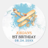 ヴィンテージ航空機第1誕生日パーティー ラウンドシール (正面)