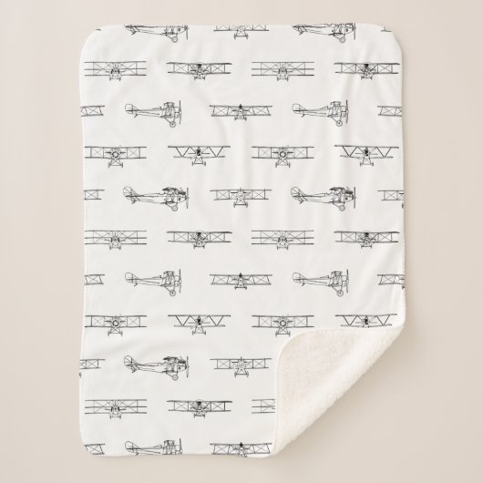 ヴィンテージ航空機航空主題のカスタム色 シェルパブランケット (正面)