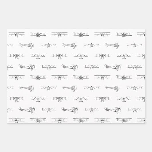 ヴィンテージ航空機航空主題のカスタム色 ラッピングペーパーシート (正面)