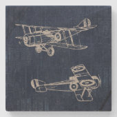 ヴィンテージ航空機芸術新聞文字&スクリプトスタイル ストーンコースター (正面)