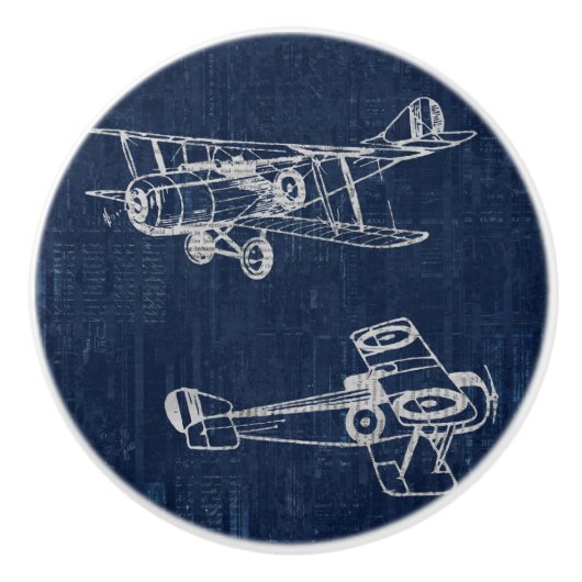 ヴィンテージ航空機芸術新聞文字&スクリプトスタイル セラミックノブ (正面)