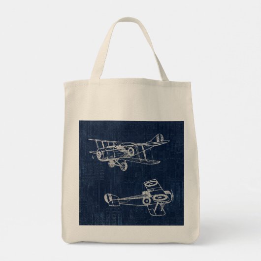 ヴィンテージ航空機芸術新聞文字&スクリプトスタイル トートバッグ (裏面)
