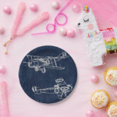 ヴィンテージ航空機芸術新聞文字&スクリプトスタイル ペーパープレート (パーティー)