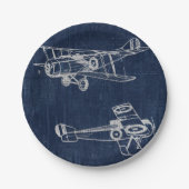 ヴィンテージ航空機芸術新聞文字&スクリプトスタイル ペーパープレート (正面)