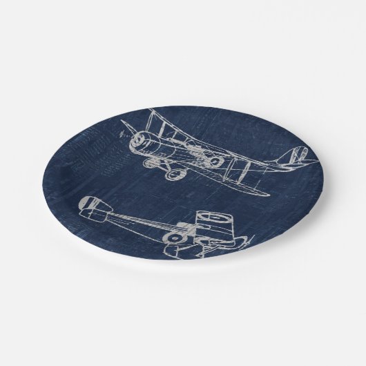 ヴィンテージ航空機芸術新聞文字&スクリプトスタイル ペーパープレート (アングル)