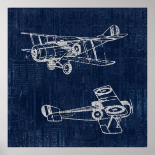 ヴィンテージ航空機芸術新聞文字&スクリプトスタイル ポスター
