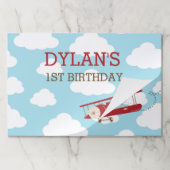 ヴィンテージ航空機赤クラウド子供の誕生日ランチョンマット ペーパーパッド (折り畳み)