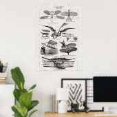 ヴィンテージ航空機飛行機飛行船レトロ飛行機 ポスター (ホームオフィス)
