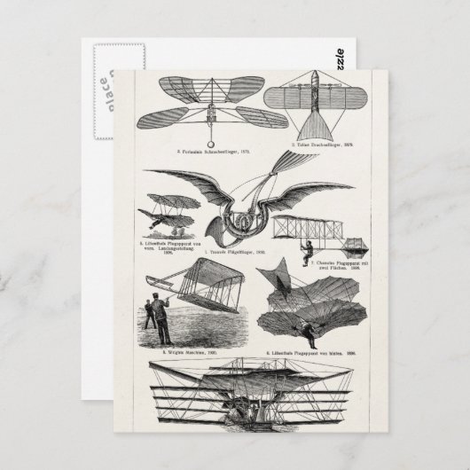 ヴィンテージ航空機飛行機飛行船レトロ飛行機 ポストカード (正面/裏面)