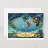 ヴィンテージ航空路ワールドマップトラベル ポストカード (正面/裏面)