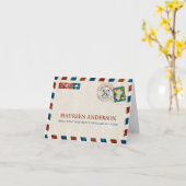 ヴィンテージ航空郵便 誕生日プレースカード カード (黄色い花)