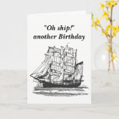ヴィンテージ船おもしろい誕生日 カード (黄色い花)