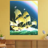 ヴィンテージ船で海で引き伸ばしキャンバス印刷 キャンバスプリント (インサイチュ (リビング))