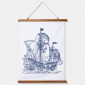ヴィンテージ船とボート | コバルトブルーの海岸生活 吊り下げ型タペストリー (正面)