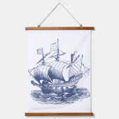 ヴィンテージ船とボート | コバルトブルーの海岸生活 吊り下げ型タペストリー (正面2)