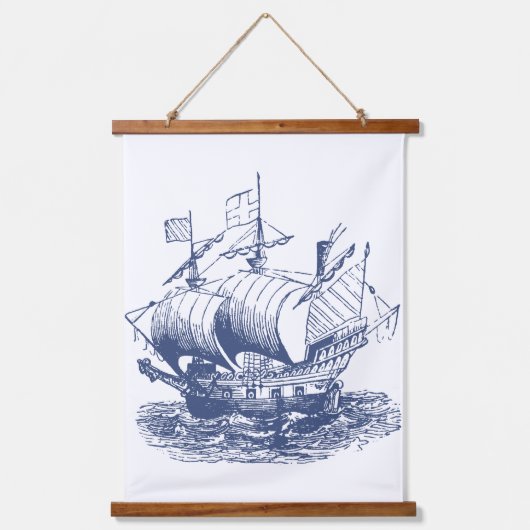 ヴィンテージ船とボート | コバルトブルーの海岸生活 吊り下げ型タペストリー (正面2)
