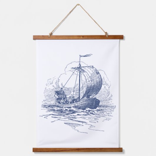 ヴィンテージ船とボート | コバルトブルーの海岸生活 吊り下げ型タペストリー (正面3)
