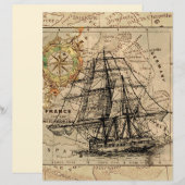 ヴィンテージ船のスクラップブック用紙 (正面/裏面)