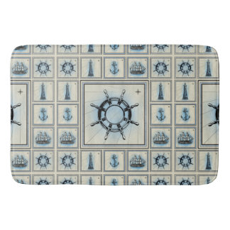 ヴィンテージ船の車輪のコラージュパターン バスマット