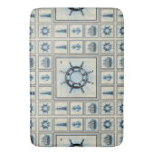 ヴィンテージ船の車輪のコラージュパターン バスマット (正面縦)