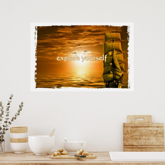 ヴィンテージ船やる気を起こさせる感動的引用文 ポスター (キッチン)