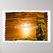 ヴィンテージ船やる気を起こさせる感動的引用文 ポスター (正面)