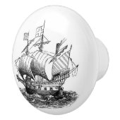 ヴィンテージ船アットシーイラストレーション セラミックノブ (右)