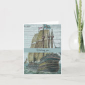 ヴィンテージ船イラストレーション帆走テーマ カード (正面)