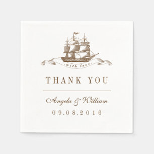 ヴィンテージ船ビーチ結婚式パーティー紙ナプキン スタンダードカクテルナプキン