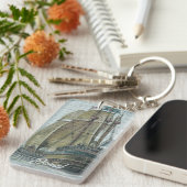 ヴィンテージ船ブルーグリーンワンダーラストテーマ キーホルダー (正面右)