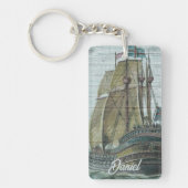 ヴィンテージ船ブルーグリーンワンダーラストテーマ キーホルダー (正面)