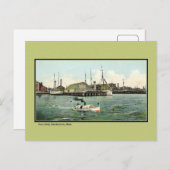 ヴィンテージ船ヤードチャールズタウンMA ポストカード (正面/裏面)