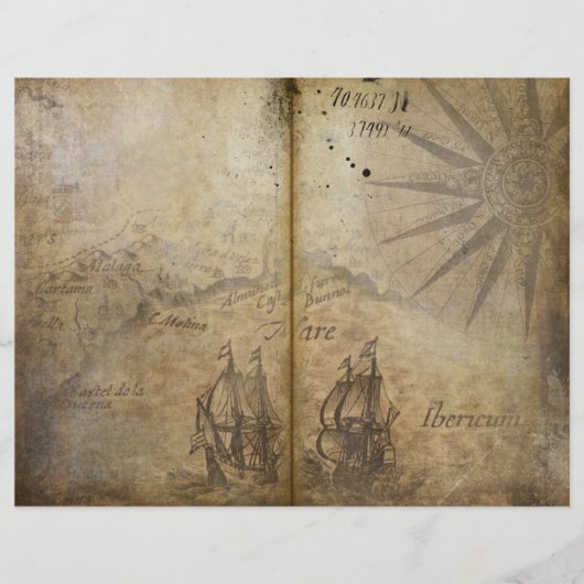 ヴィンテージ船員誌スクラップブック紙 (正面)