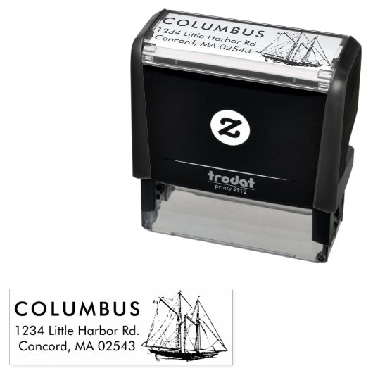 ヴィンテージ船帆船差出人住所ゴムスタンプ セルフインキングスタンプ (インサイチュ)