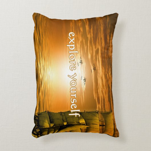 ヴィンテージ船感動的やる気を起こさせる旅 アクセントクッション (正面(垂直))