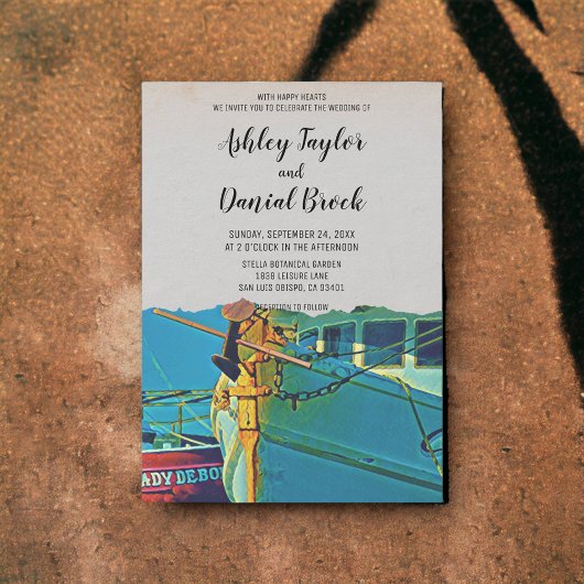 ヴィンテージ船海軍いかり先結婚式 招待状