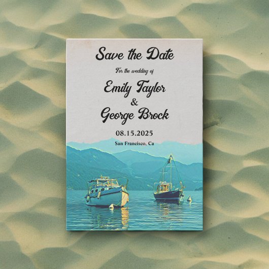 ヴィンテージ船海軍シーズンデスティネーションウェディング セーブザデート