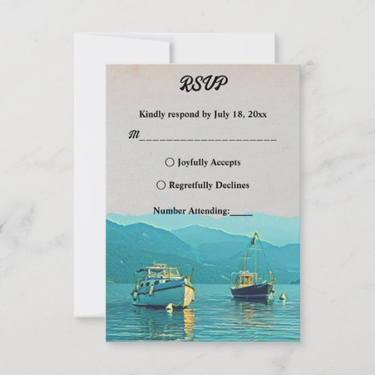 ヴィンテージ船海軍シーズンデスティネーションウェディング 出欠カード (正面)