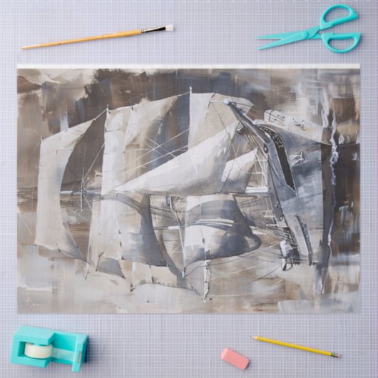 ヴィンテージ船航海の油塗装の分離 薄葉紙 (クラフト)