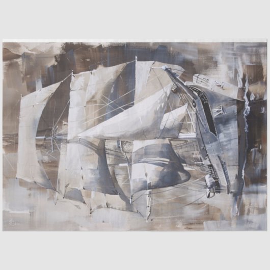 ヴィンテージ船航海の油塗装の分離 薄葉紙 (正面)