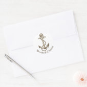 ヴィンテージ船舶航海の結婚パーソナライズされたいかり ラウンドシール (封筒)