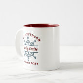 ヴィンテージ船車ロゴファミリークルーズバケーション ツートーンマグカップ (正面左)