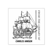 ヴィンテージ船車蔵書票 ラバースタンプ (インプリント)